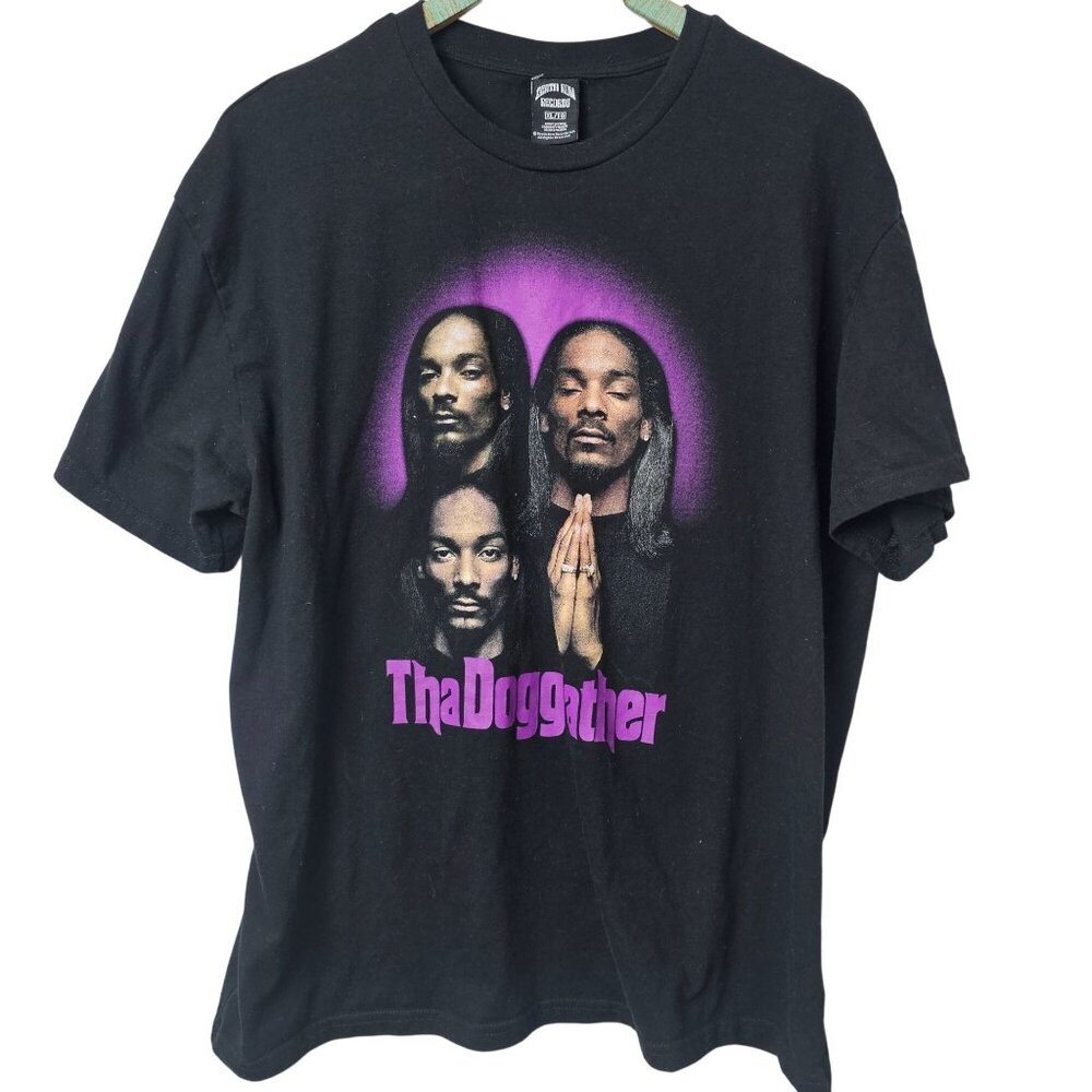 Vintage Death Row Records ThaDoggfather Snoop Dogg Black Rap Rock T-Shirt, XL